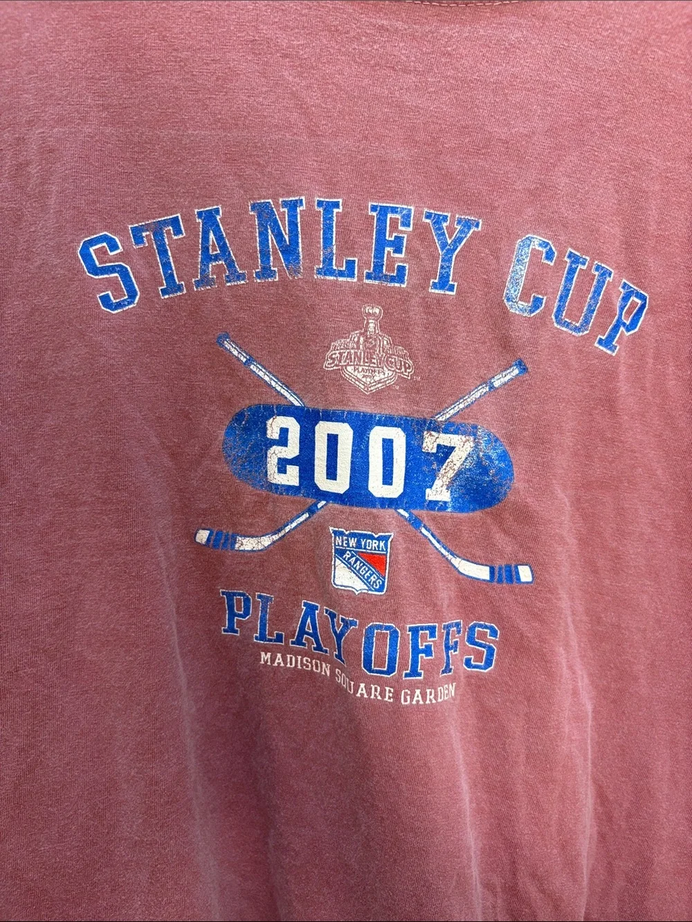 Vintage Stanley Cup Playoffs 2007 Short Sleeve Tee Faded Maroon XL